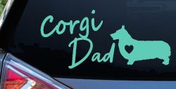 Corgi Dad Dog with Heart Car or Truck Window Vinyl Decal Sticker (Mint)