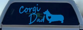 Corgi Dad Dog with Heart Car or Truck Window Decal Sticker (Sky Blue)