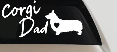 Corgi Dad Dog with Heart Car or Truck Window Vinyl Decal Sticker