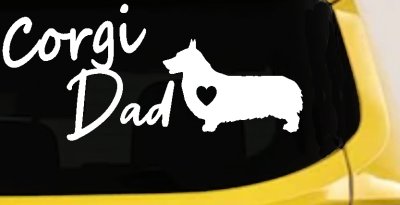 Corgi Dad Dog with Heart Car or Truck Window Vinyl Decal Sticker