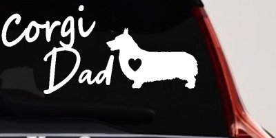 Corgi Dad Dog with Heart Car or Truck Window Vinyl Decal Sticker