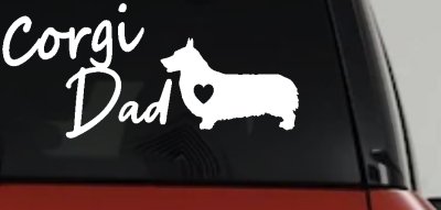 Corgi Dad Dog with Heart Car or Truck Window Vinyl Decal Sticker