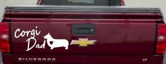 Corgi Dad Dog with Heart Car or Truck Window Vinyl Decal Sticker (White)