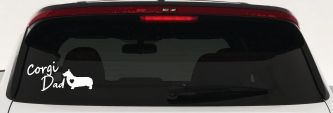 Corgi Dad Dog with Heart Car or Truck Window Vinyl Decal Sticker (White)