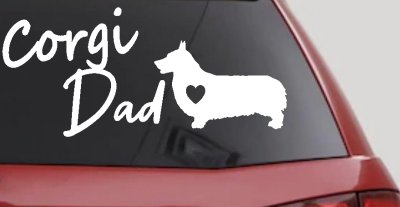 Corgi Dad Dog with Heart Car or Truck Window Vinyl Decal Sticker