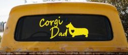 Corgi Dad Dog with Heart Car or Truck Window Vinyl Decal Sticker (Yellow)