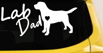 Lab Dad Labrador Retriever Dog Car or Truck Window Vinyl Decal Sticker (White)