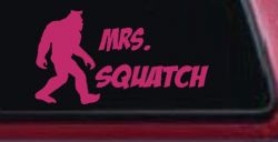 Mrs Squatch Lady Girl Woman Bigfoot Car or Truck Window Decal Sticker (Hot Pink)