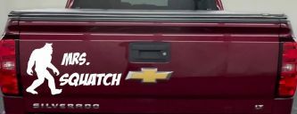 Mrs Squatch Lady Girl Woman Bigfoot Car or Truck Window Decal Sticker (White)