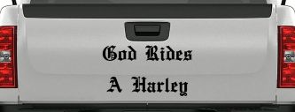 God Rides A Harley Biker Car or Truck Window Vinyl Decal Sticker (Black)