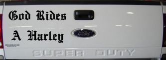 God Rides A Harley Biker Car or Truck Window Decal Sticker (Black)