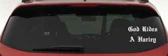 God Rides A Harley Biker Car or Truck Window Vinyl Decal Sticker (White)