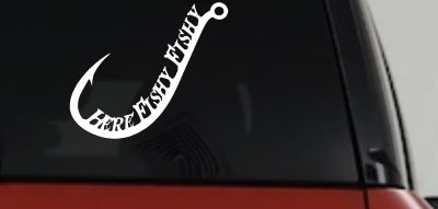 Here Fishy Fishy Fishing Hook Fishing Car or Truck Window Vinyl Decal Sticker