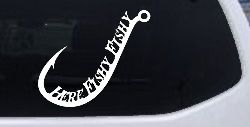 Here Fishy Fishy Fishing Hook Fishing Car or Truck Window Decal Sticker