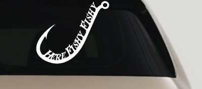 Here Fishy Fishy Fishing Hook Fishing Car or Truck Window Vinyl Decal Sticker