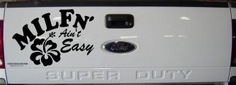 MILFn' Ain't Easy MILF Mom Funny Car or Truck Window Decal Sticker (Black)