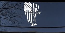 Worn American Flag With Old Wooden Cross Christian Car or Truck Window Decal Sticker