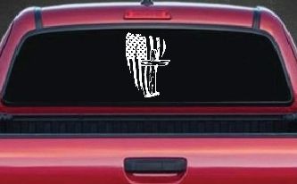 Worn American Flag With Old Wooden Cross Christian Car or Truck Window Decal Sticker