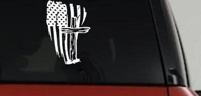 Worn American Flag With Old Wooden Cross Christian Car or Truck Window Vinyl Decal Sticker