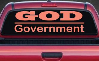 God Over Government God First Christian Car or Truck Window Decal Sticker (Coral)
