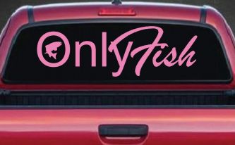 Only Fish Funny Fishing Car or Truck Window Decal Sticker (Pink)