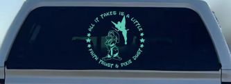 Tinkerbell Tinker Bell and Grumpy Faith Trust and Pixie Dust Cartoons Car or Truck Window Vinyl Decal Sticker (Mint)