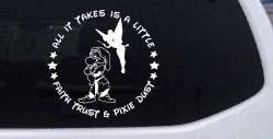 Tinkerbell Tinker Bell and Grumpy Faith Trust and Pixie Dust Cartoons Car or Truck Window Decal Sticker