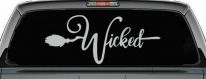 Wicked Witch Text with Broom Car or Truck Window Decal Sticker (Light Gray)