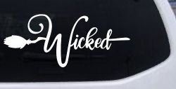 Wicked Witch Text with Broom Car or Truck Window Decal Sticker