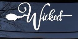 Wicked Witch Text with Broom Car or Truck Window Decal Sticker