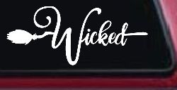 Wicked Witch Text with Broom Car or Truck Window Decal Sticker