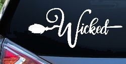 Wicked Witch Text with Broom Car or Truck Window Decal Sticker