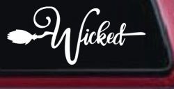 Wicked Witch Text with Broom Car or Truck Window Decal Sticker