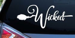 Wicked Witch Text with Broom Car or Truck Window Decal Sticker