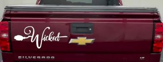 Wicked Witch Text with Broom Car or Truck Window Decal Sticker (White)