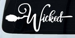 Wicked Witch Text with Broom Car or Truck Window Decal Sticker