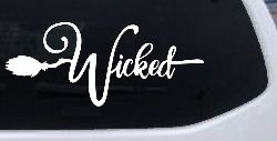 Wicked Witch Text with Broom Car or Truck Window Decal Sticker