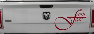 Faith over Fear with Cross F Christian Car or Truck Window Decal Sticker (Burgundy)