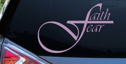Faith over Fear with Cross F Christian Car or Truck Window Decal Sticker (Lilac)