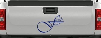 Faith over Fear with Cross F Christian Car or Truck Window Decal Sticker (Navy)