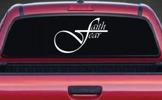 Faith over Fear with Cross F Christian Car or Truck Window Decal Sticker