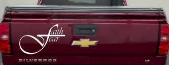 Faith over Fear with Cross F Christian Car or Truck Window Decal Sticker (White)