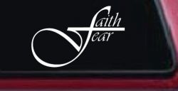 Faith over Fear with Cross F Christian Car or Truck Window Decal Sticker