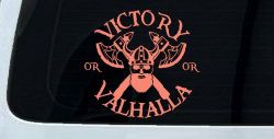 Viking Victory or Valhalla Axes and Bearded Skull Military Car or Truck Window Decal Sticker (Coral)
