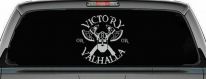 Viking Victory or Valhalla Axes and Bearded Skull Military Car or Truck Window Decal Sticker (Light Gray)