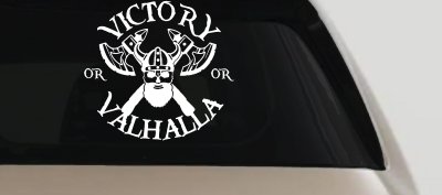 Viking Victory or Valhalla Axes and Bearded Skull Military Car or Truck Window Vinyl Decal Sticker