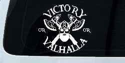 Viking Victory or Valhalla Axes and Bearded Skull Military Car or Truck Window Decal Sticker