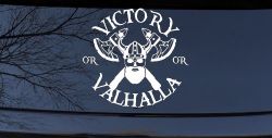 Viking Victory or Valhalla Axes and Bearded Skull Military Car or Truck Window Decal Sticker