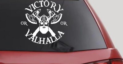 Viking Victory or Valhalla Axes and Bearded Skull Military Car or Truck Window Vinyl Decal Sticker