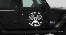 Viking Victory or Valhalla Axes and Bearded Skull Military Car or Truck Window Vinyl Decal Sticker (White)